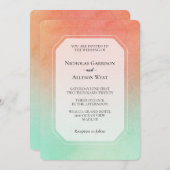 Oranje Perzik Munt Trouwen Kaart (Voorkant / Achterkant)