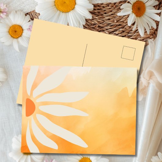 Oranje Perzik Retro Mod Geometrische Bloem Briefkaart