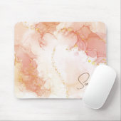 Oranje perzik Waterverf Inkt Glitter  Muismat (Met muis)