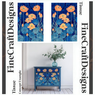 Oranje perzikbloemen & Blauwgroen decoupage L&R 15 Tissuepapier