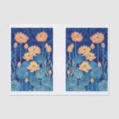 Oranje perzikbloemen & Blauwgroen decoupage L&R 15 Tissuepapier (Voorkant)
