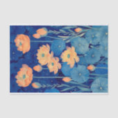 Oranje perzikbloemen & Blauwgroen decoupage links  Tissuepapier (Voorkant)