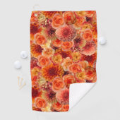 Oranje perzikbloemen monogrammed bloemen golfhanddoek (Insitu)