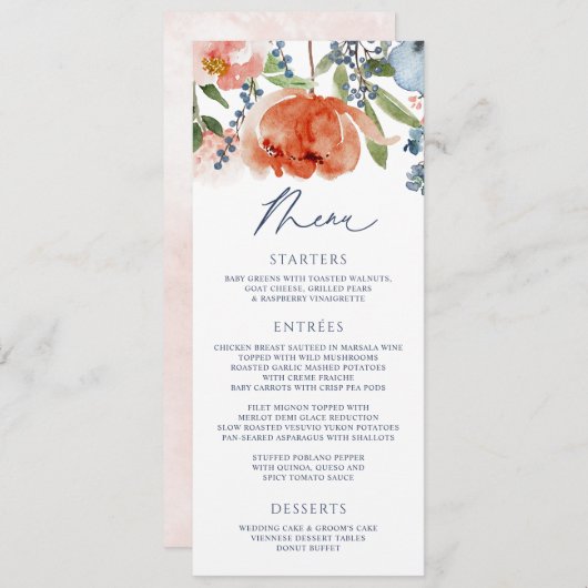 Oranje perzikdeuut Blauwe Tuin Berichten Menu (Voorkant / Achterkant)