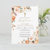 Oranje perzikdoop/doopuitnodiging kaart (Staand voorkant)