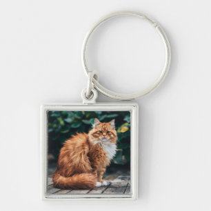 Oranje Perzische kat Sleutelhanger