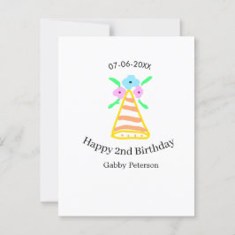 Oranje pet 2e Verjaardag kinder retro floral Brigh Briefkaart