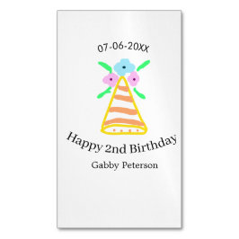 Oranje pet 2e Verjaardag kinder retro floral Brigh Magnetisch Visitekaartje