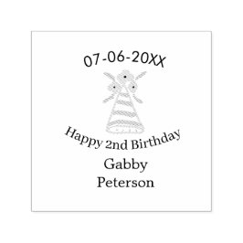 Oranje pet 2e Verjaardag kinder retro floral Brigh Zelfinktende Stempel