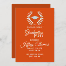 Oranje Pet & bladeren Afstudeerder uitnodiging 5 x