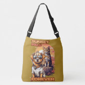 Oranje Pet Graphic met Zonsondergang Crossbody Tas (Voorkant)