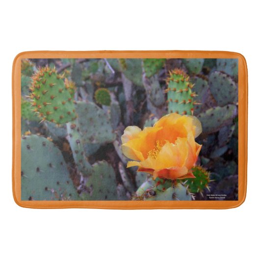 Oranje peul, opuntia cactus, bloemfoto badmat (Voorkant)