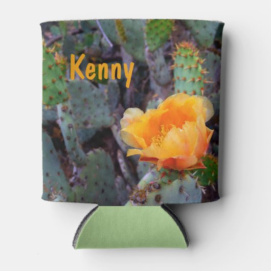 Oranje peul, opuntia cactus, bloemfoto blikjeskoeler (Voorkant)