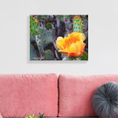 Oranje peul, opuntia cactus, bloemfoto canvas afdruk (Insitu (Woonkamer))