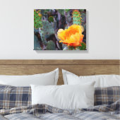 Oranje peul, opuntia cactus, bloemfoto canvas afdruk (Insitu (Slaapkamer))