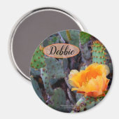 Oranje peul, opuntia cactus, bloemfoto magneet (Voorkant / Achterkant)