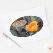 Oranje peul, opuntia cactus, bloemfoto ovale sticker (Envelop)