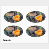 Oranje peul, opuntia cactus, bloemfoto ovale sticker (Vel)