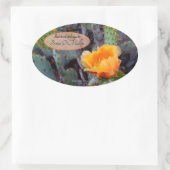 Oranje peul, opuntia cactus, bloemfoto ovale sticker (Tas)