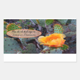 Oranje peul, opuntia cactus, bloemfoto rechthoekige sticker