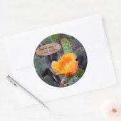 Oranje peul, opuntia cactus, bloemfoto ronde sticker (Envelop)