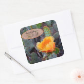 Oranje peul, opuntia cactus, bloemfoto vierkante sticker (Envelop)