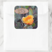 Oranje peul, opuntia cactus, bloemfoto vierkante sticker (Tas)