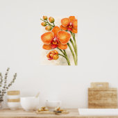Oranje Phalaenopsis Orchidee Botanische Aquarel Poster (Keuken)