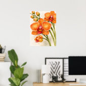 Oranje Phalaenopsis Orchidee Botanische Aquarel Poster (Thuiskantoor)