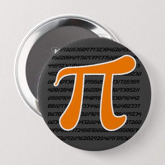 Oranje pi-teken ronde button 4,0 cm (Voorkant /achterkant)