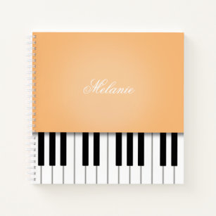 Oranje piano-muziektoetsenbord op maat notitieboek