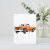 Oranje pick-up truck Cartoon Briefkaart (Staand voorkant)