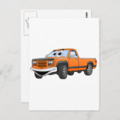 Oranje pick-up truck Cartoon Briefkaart (Voorkant / Achterkant)