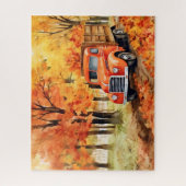 Oranje  pick-up truck in het najaar 16x20 legpuzzel (Verticaal)