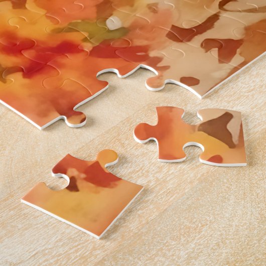 Oranje  pick-up truck in het najaar 20x30 legpuzzel (Zijkant)