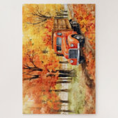 Oranje  pick-up truck in het najaar 20x30 legpuzzel (Verticaal)
