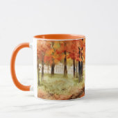 Oranje  pick-up truck in het najaar mok (Links)