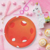 Oranje Pickleball Balls op Witte Pickleball Partij Papieren Bordje (Feest)