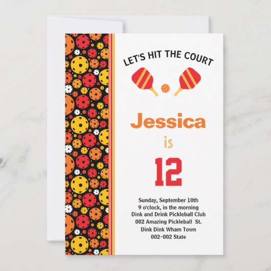Oranje Pickleball B'day + RSVP Kaart (Voorkant)