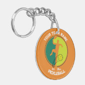 Oranje Pickleball Club Team Speler Pickler Custom Sleutelhanger (Voorkant Links)