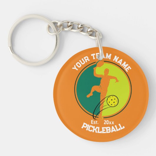 Oranje Pickleball Club Team Speler Pickler Custom Sleutelhanger (Voorkant)