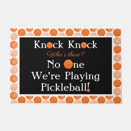 Oranje Pickleball Knock Knock Joke Welkom thuis Deurmat (Voorkant)
