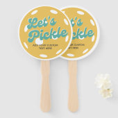 Oranje Pickleball Laten we gepersonaliseerde tekst Handwaaier (Voorkant en achterkant)