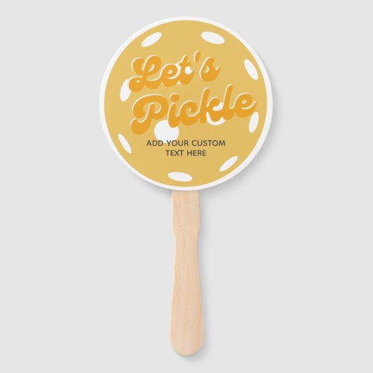 Oranje Pickleball Laten we gepersonaliseerde tekst Handwaaier (Voorkant)