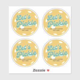 Oranje Pickleball Laten we gepersonaliseerde tekst Sticker