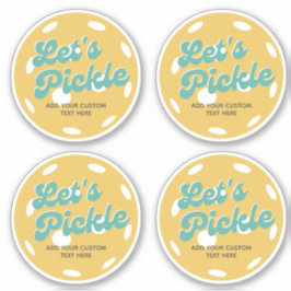 Oranje Pickleball Laten we gepersonaliseerde tekst Sticker