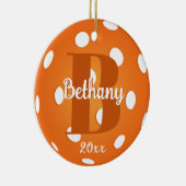 Oranje Pickleball Monogram Naam Keramisch Ornament (Rechts)