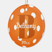 Oranje Pickleball Monogram Naam Keramisch Ornament (Links)
