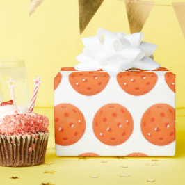 Oranje Pickleball op White Cadeaupapier