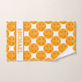 Oranje Pickleballs met aangepaste tekst Handdoek (Handdoek)